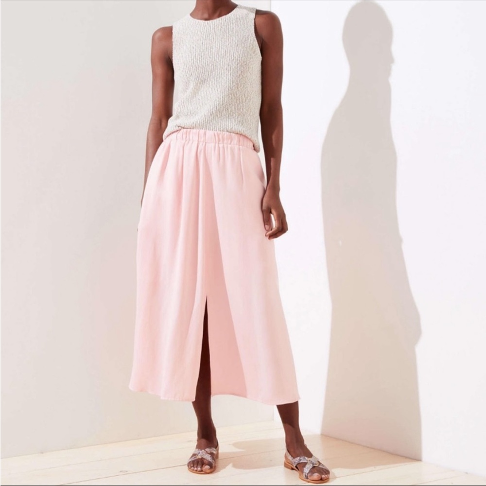 LOFT petites blush pink midi skirt